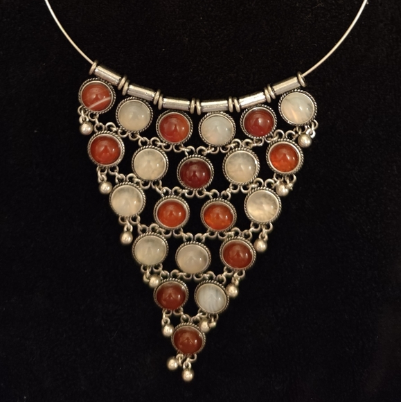 NWT Free People Brighton Stone Collar Necklace RED - Picture 3 of 5